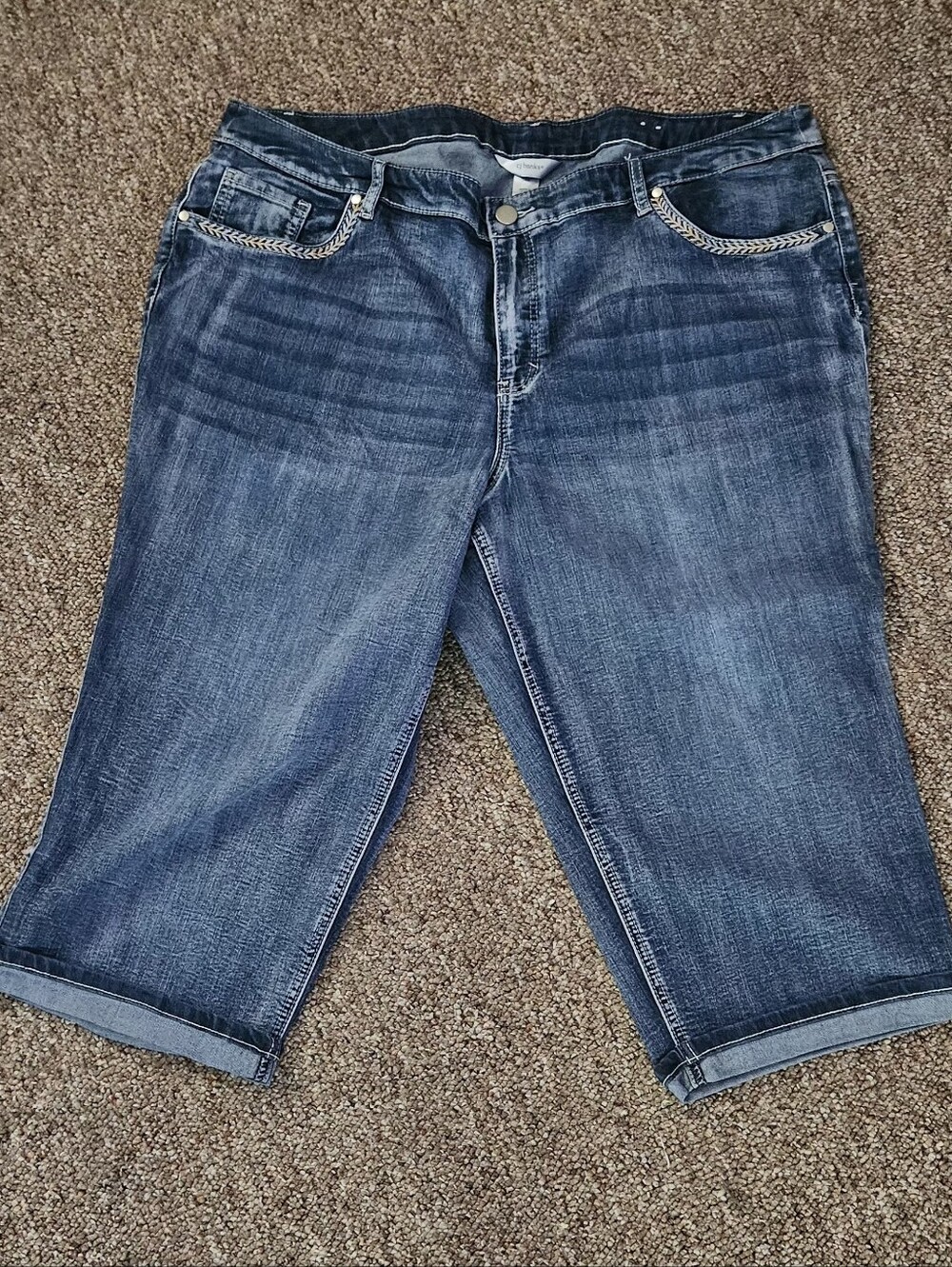 CJ Banks Dark Blue Cropped Denim Capris